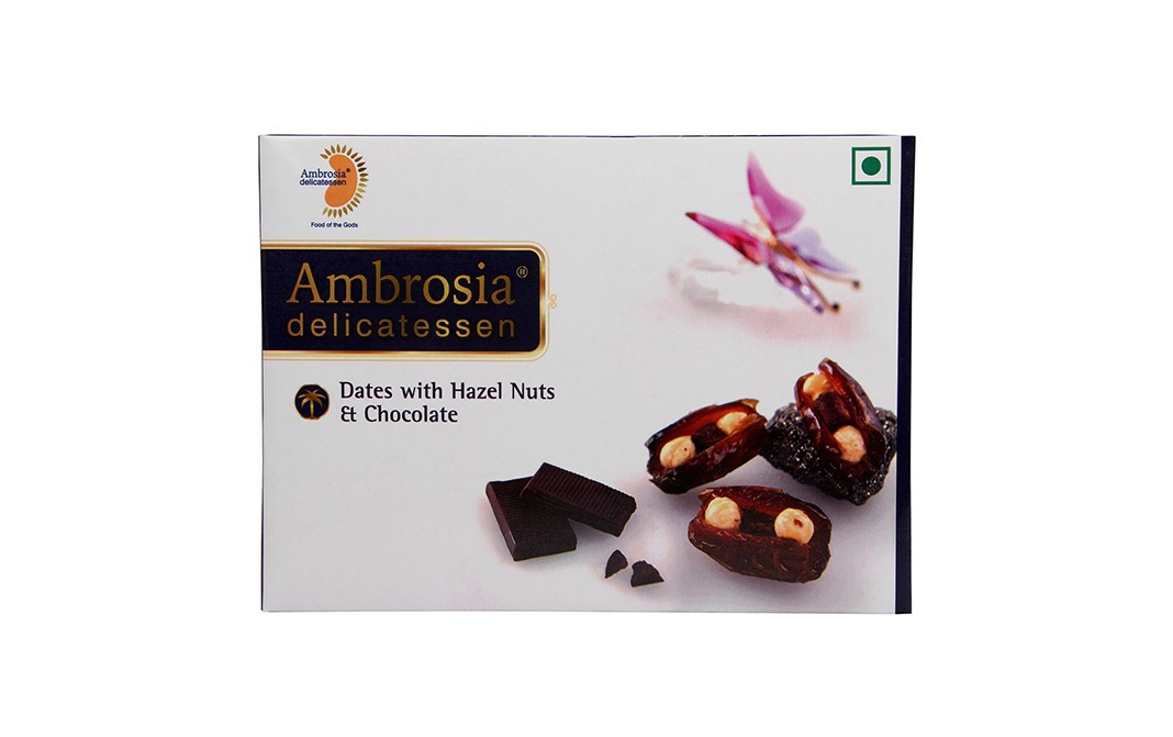 Ambrosia Delicatessen Dates With Hazel Nuts & Chocolate   Box  250 grams